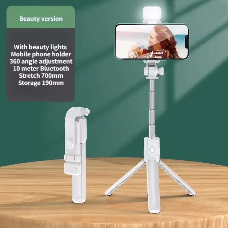 Flexible 360 Degree Selfie Stick Tripod with Wireless Remote and Phone Holder