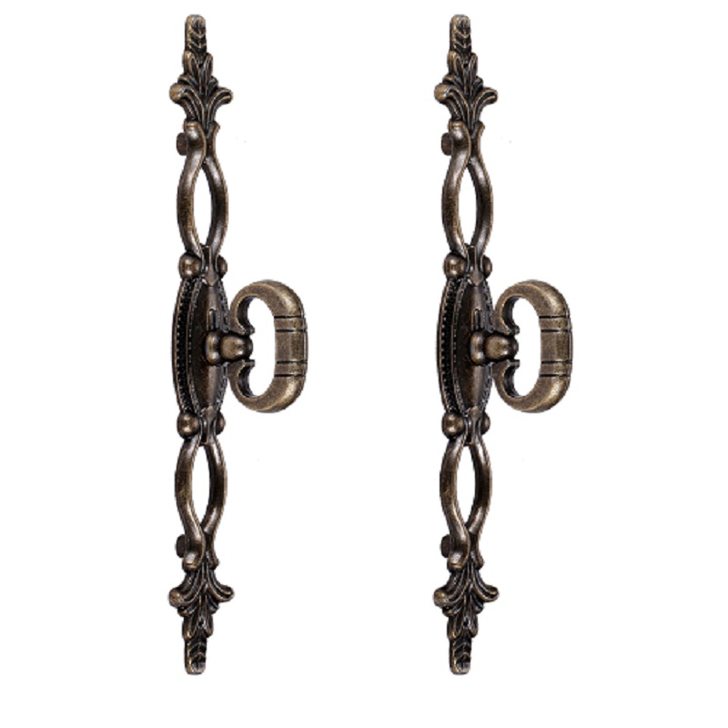 Vintage Antique Bronze Flower Ring Cabinet Knob Decorative Drawer Pull Handle