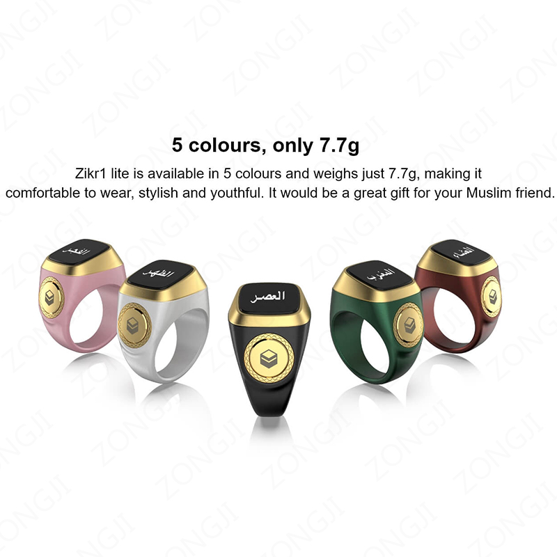 Waterproof Praise Tally Ring, Smart Digital Counter for Zikr & Muslim Prayer Time