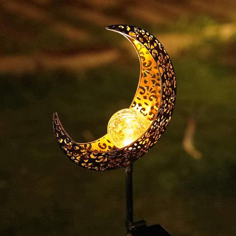 Solar Moon Crackle Garden Light