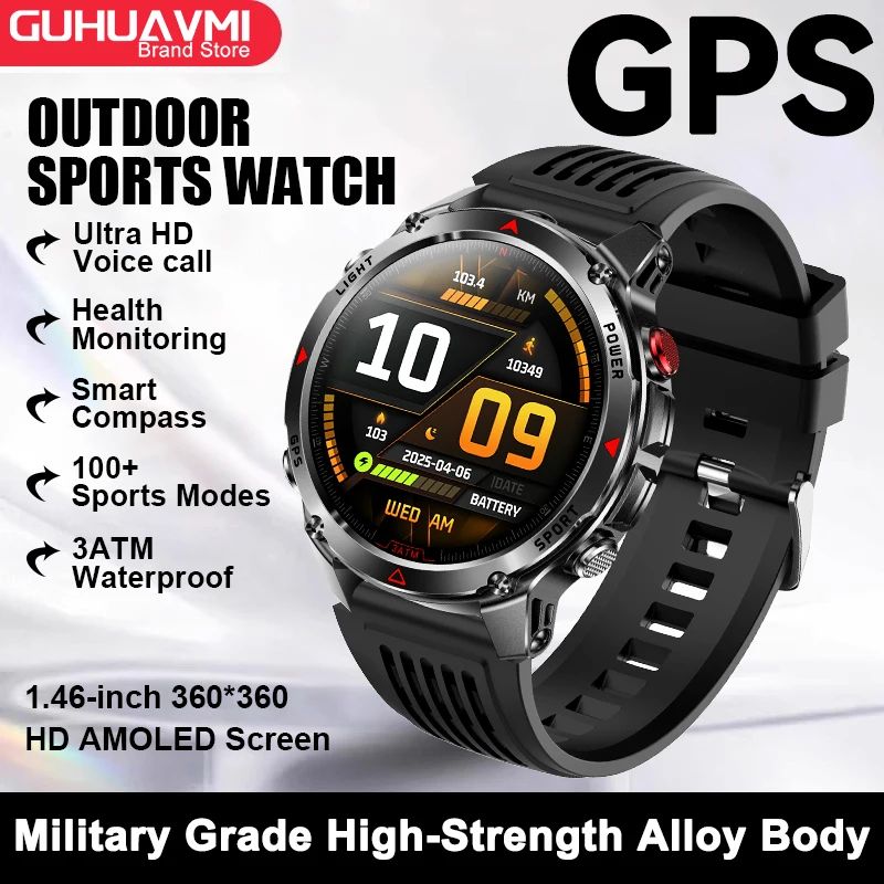 TrailGuide Pro GPS AMOLED Smartwatch with Call & Compass