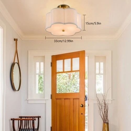 Flush Mount Pendant Lamp, Modern Ceiling Light, Drum Shade Chandelier