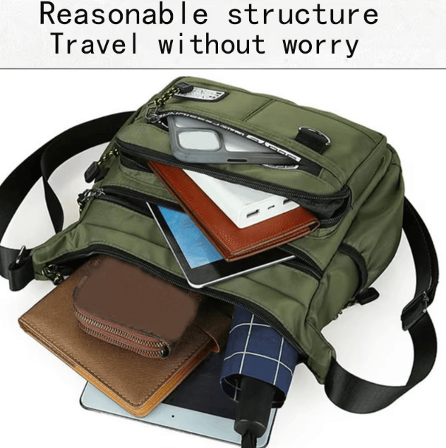 Mens Cross Body Bag Adjustable Shoulder Business Multi Pocket Everyday Messenger Bag