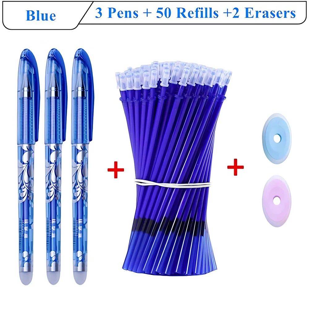 SmoothWrite 0.5mm Erasable Gel Pen Set with 50 Refills and Dual Erasers