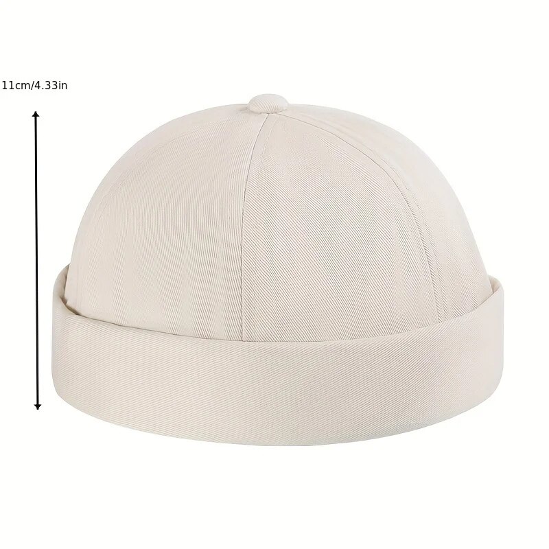 Vintage Dome Hat, Fashion Brimless Cap, Adjustable Cotton Beanies for Men Women, Hip Hop Melon Skin Cap, Unisex Versatil