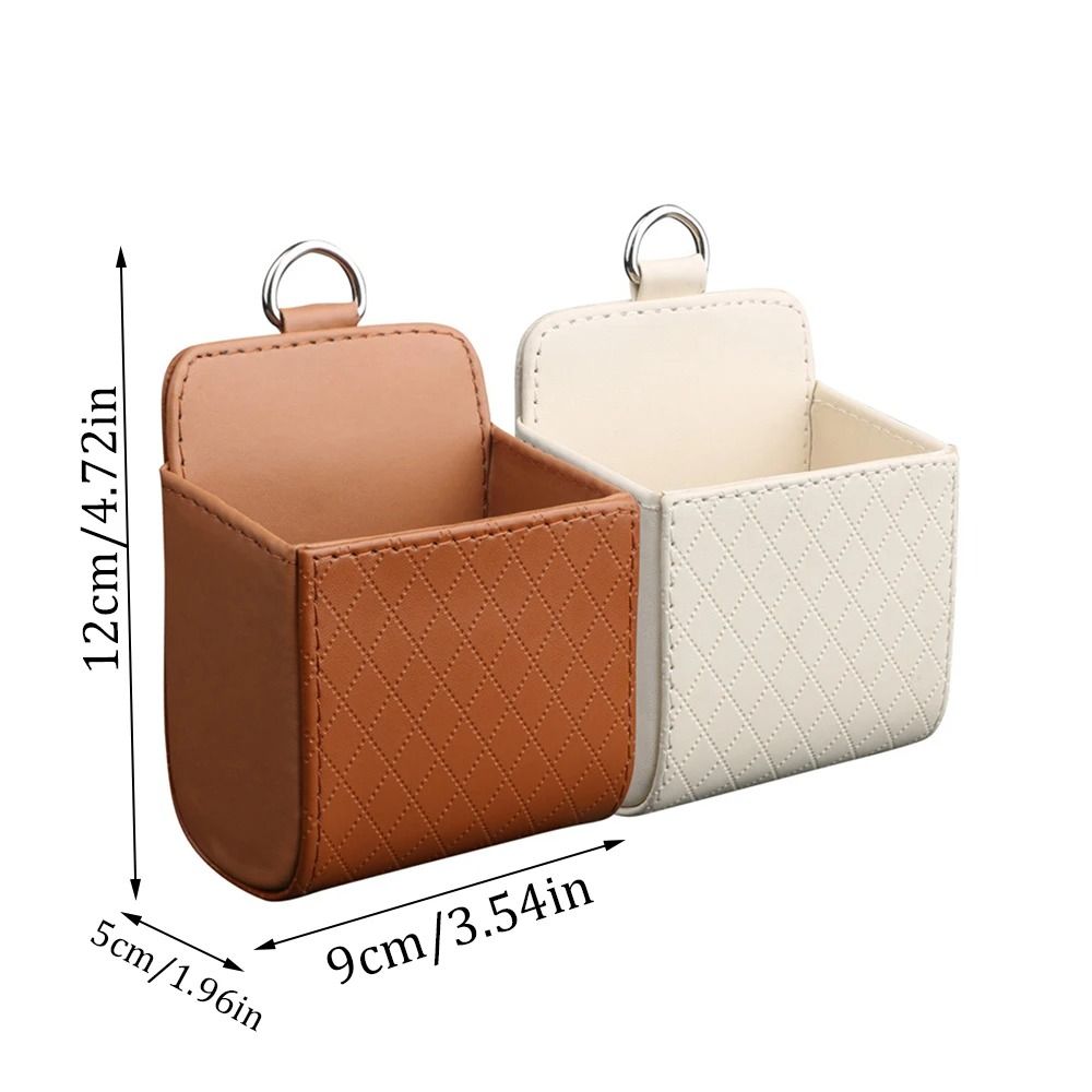 Car Air Vent Phone Holder Hanging Storage Bag PU Leather Glasses and Accessory Organizer