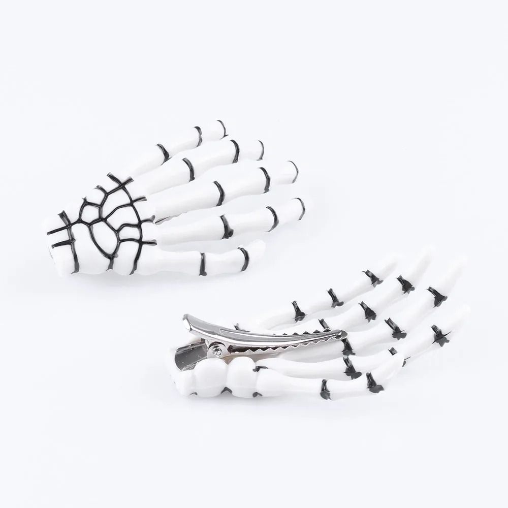Skull Hand Bone Hairpin Set – 2-Piece Ghost Skeleton Gripper Hair Clips