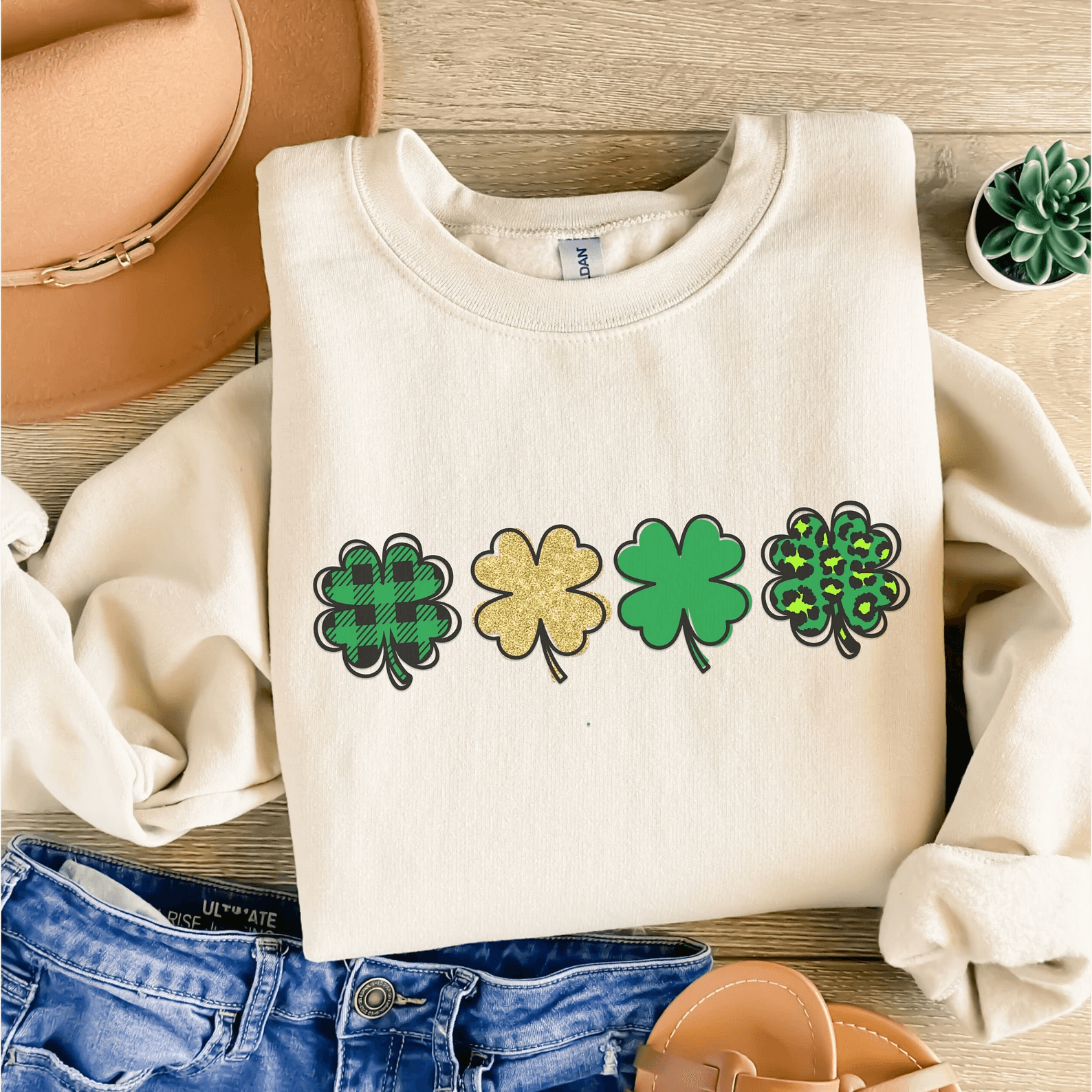 Cute Lucky Sweatshirt St. Patricks Day Shamrock Irish Crewneck Teacher Shirt