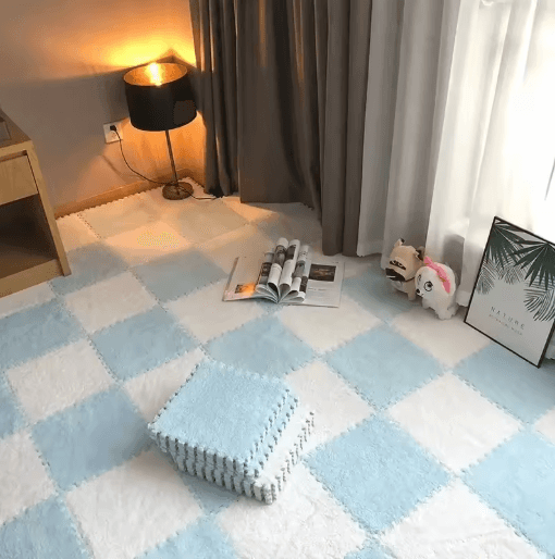 30 30cm Plush Puzzle Floor Mat Soft Interlocking Foam Play Mat for Kids