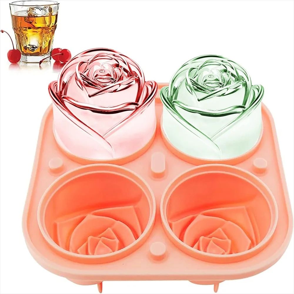 3D Rose Ice Molds – Large Flower-Shaped Silicone Trays for Whiskey & Cocktails