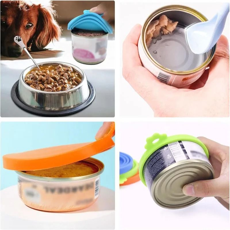 Reusable Pet Food Can Cover and Spoon Set