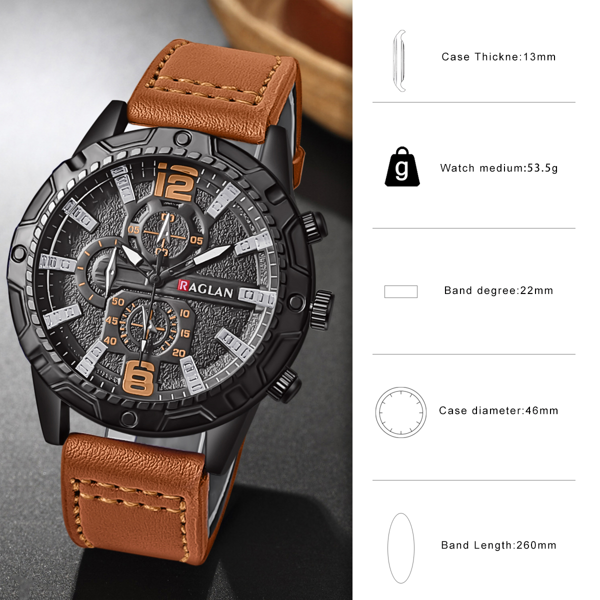 Stylish Men's Leather Strap Watch Fashion Wristwatch with Timeless Design