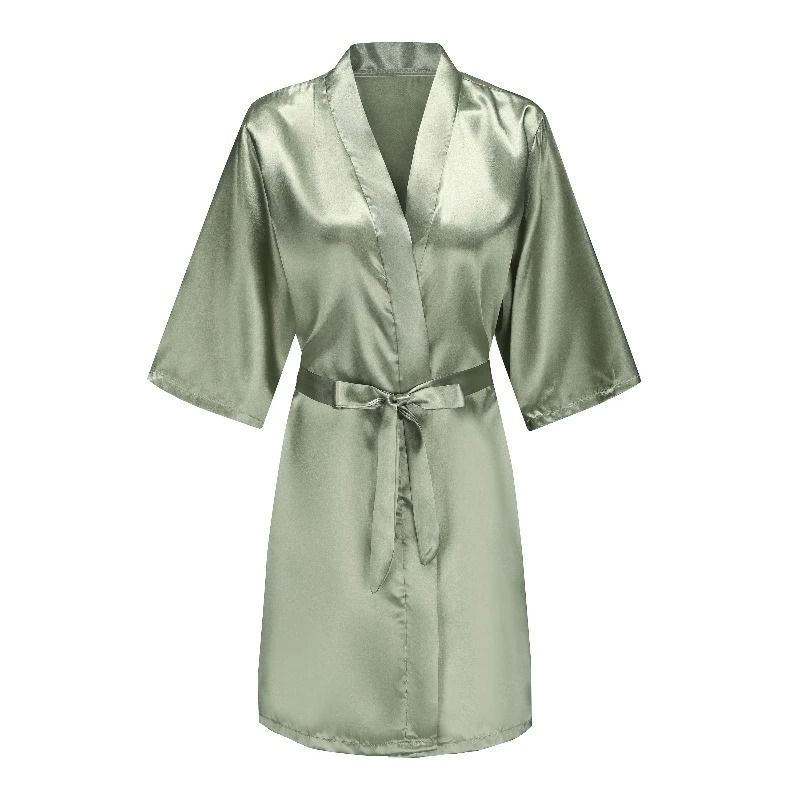 Women's Grass Green Bride and Bridesmaid Satin Robes