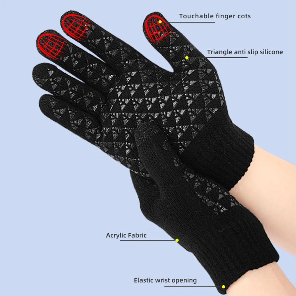 ThermaKnit USB Heated Gloves Full Finger Touch Screen Winter Gloves