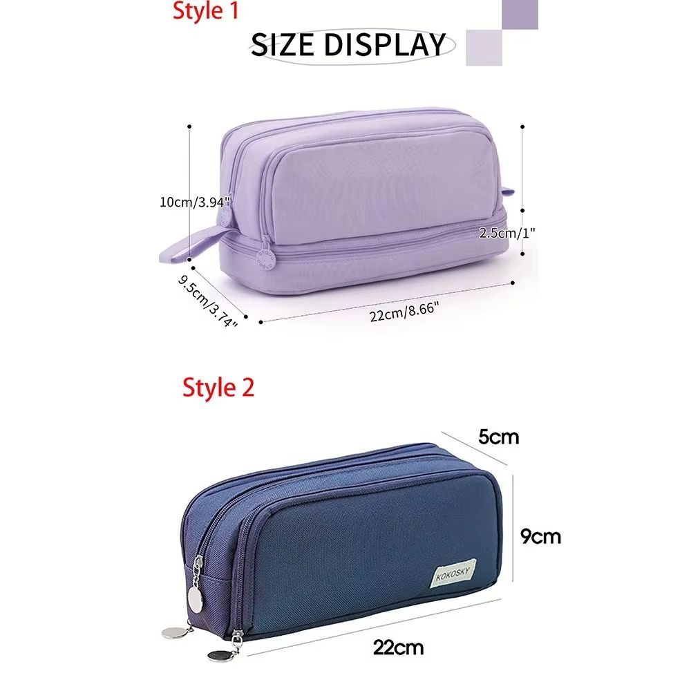 Multi-Compartment Large Capacity Pencil Case with Transparent Partition