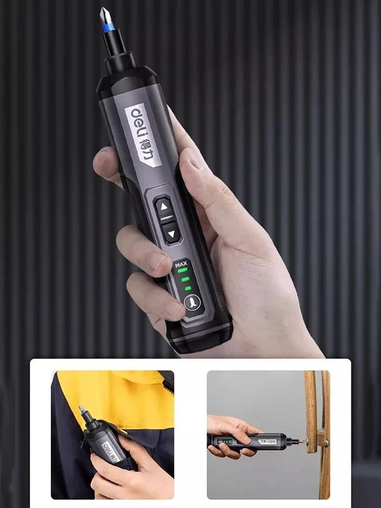 Deli 4V Mini Electric Screwdriver Set USB Rechargeable 2000mAh Power Tool