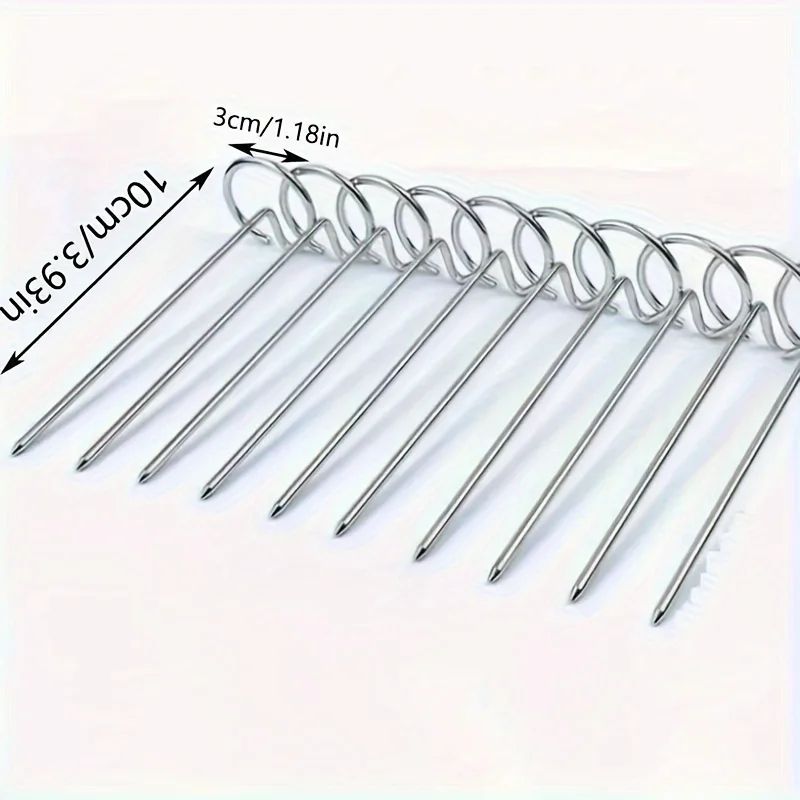 10PCS Stainless Steel Air Fryer Skewer Set Vertical Grill Rack BBQ Baking Needles