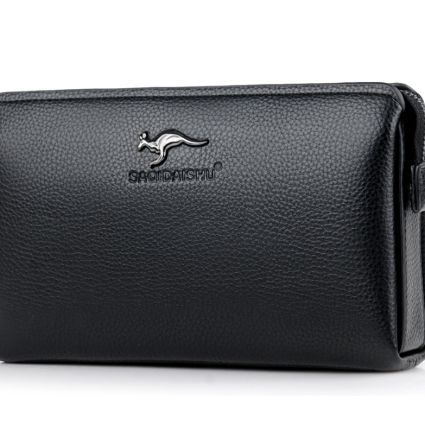 Mens High End PU Leather Long Wallet Large Capacity Anti Theft Clutch Wrist Bag with Multi Card Slots