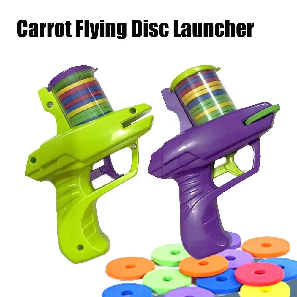 Mini Carrot Flying Disc Launcher Toy Gun - EVA Battle Outdoor Soft Bullet Gun for Kids