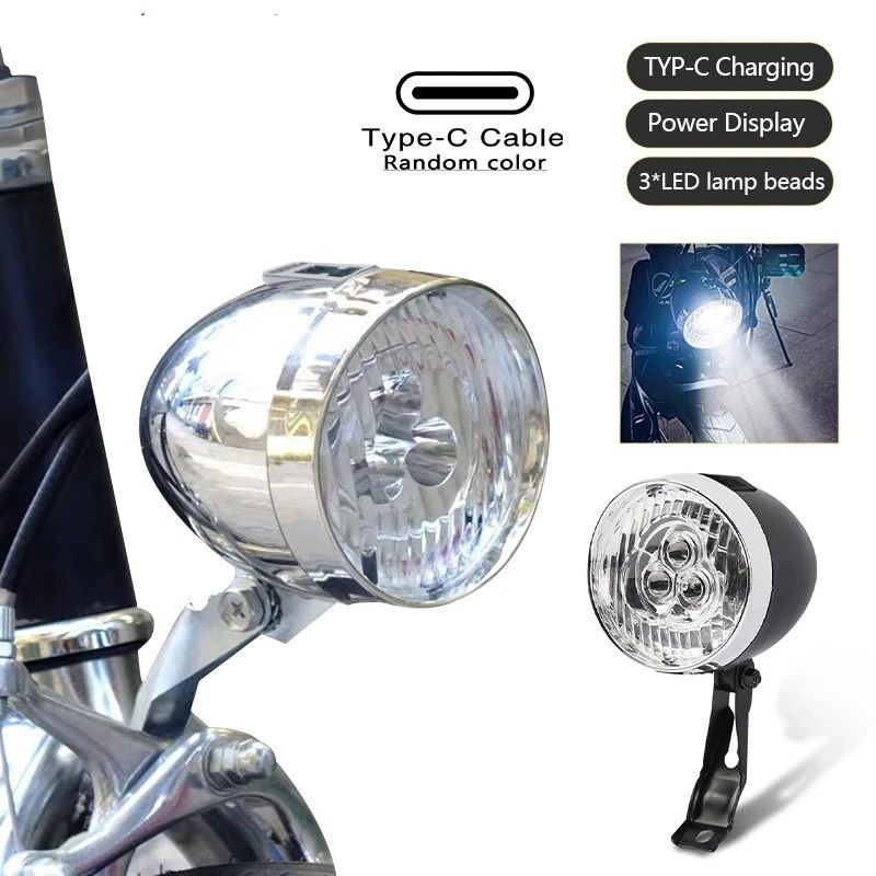 Vintage Style Bicycle Front LED Headlight for Night Riding Safety