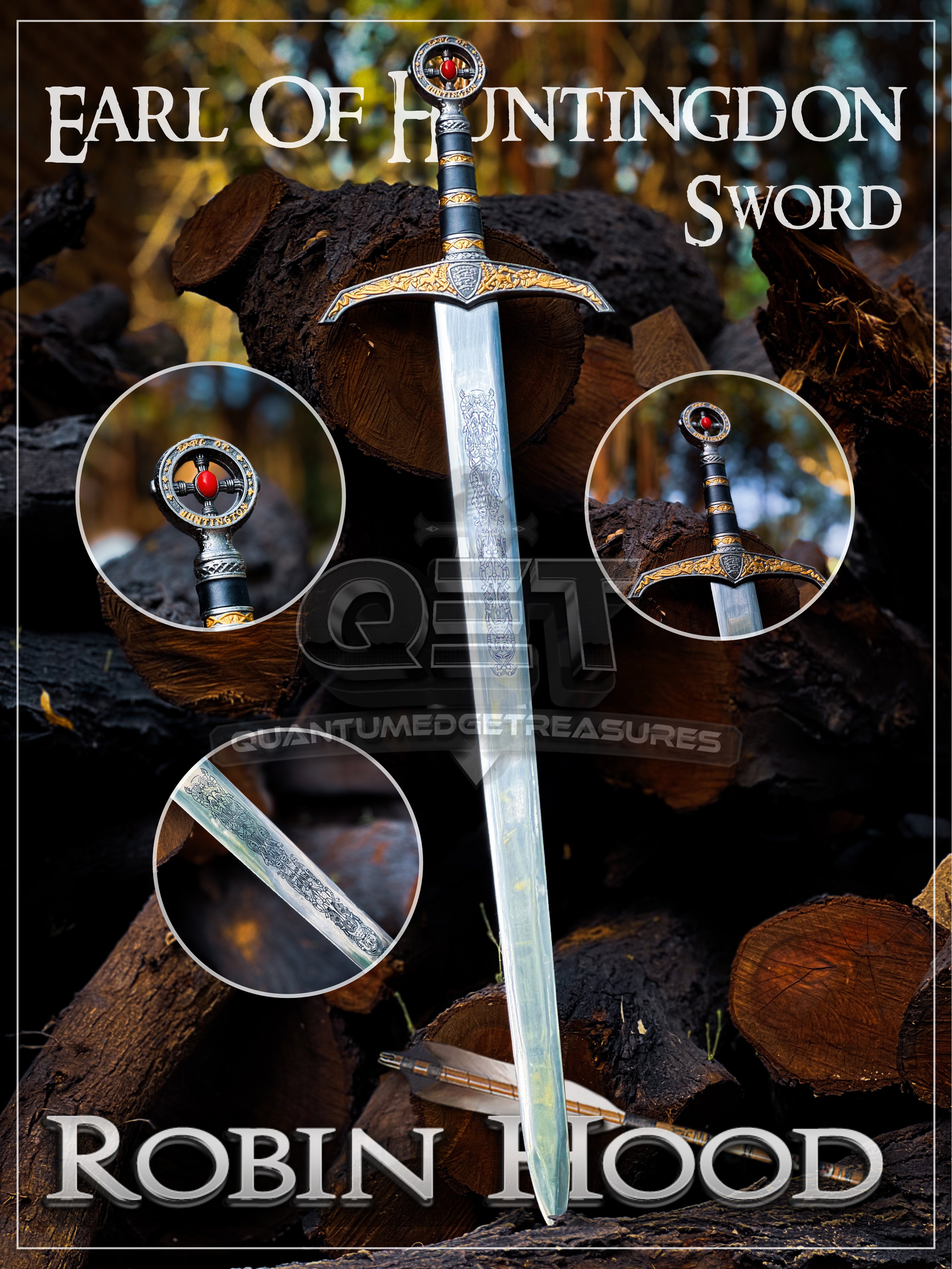 Robbin Hood Sword Replica Sword Medival Weapon with sheath