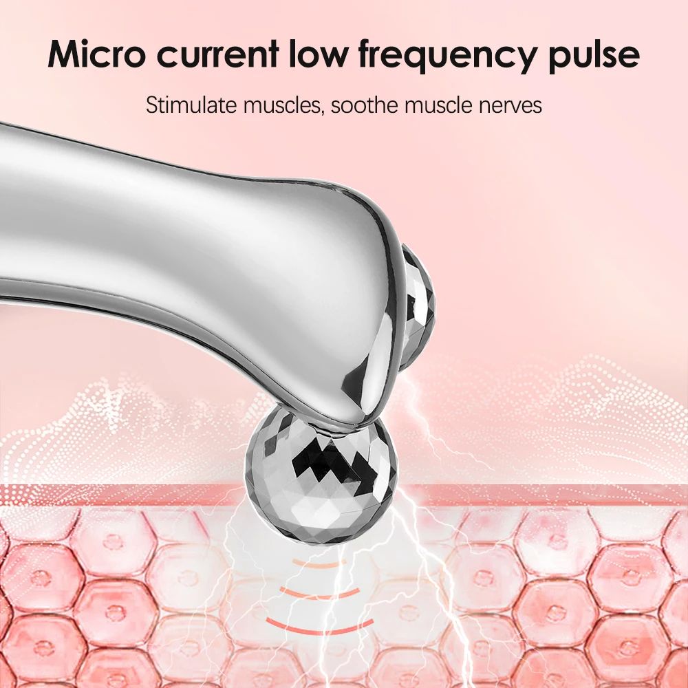 Electric Facial Slimming Roller, Facial Micro-current Beauty Instrument Face Lift Roller Massager