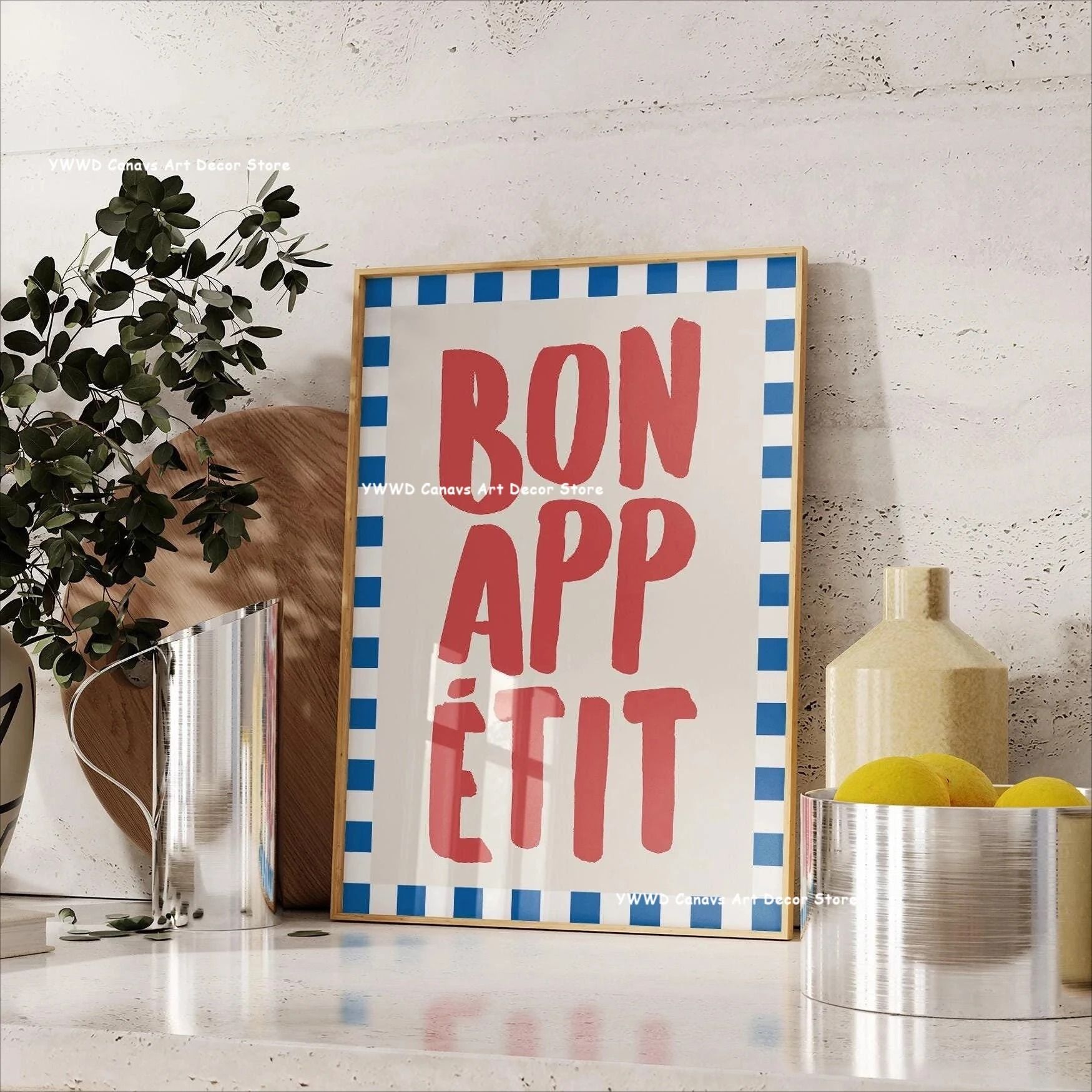 Bon Appetit Coffee Canvas Wall Art Modern Kitchen Poster Espresso Decor Print