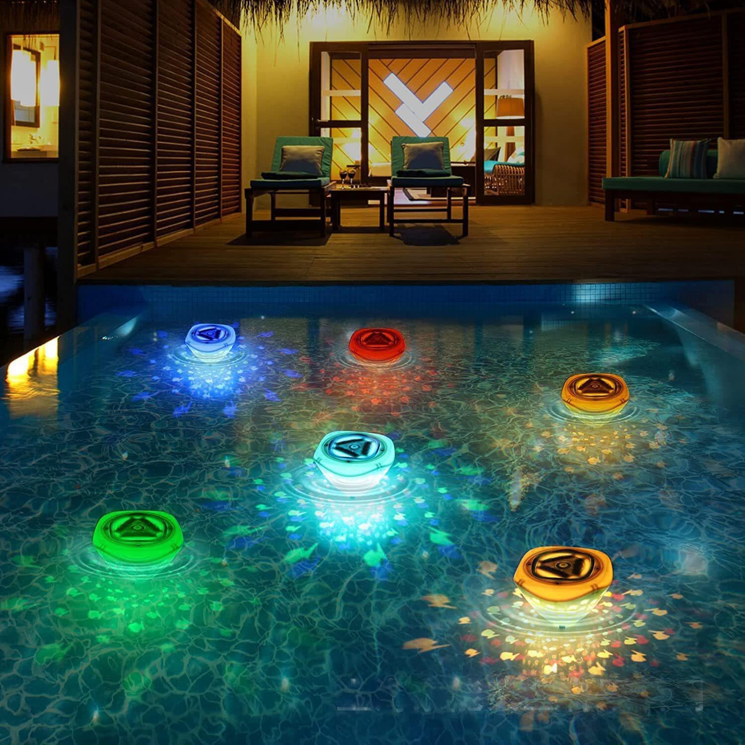 Floating Swim Pool Lights, Waterproof Colorful Battery-Operated Submersible Pond & Bathtub Light Fish Projector for Kid