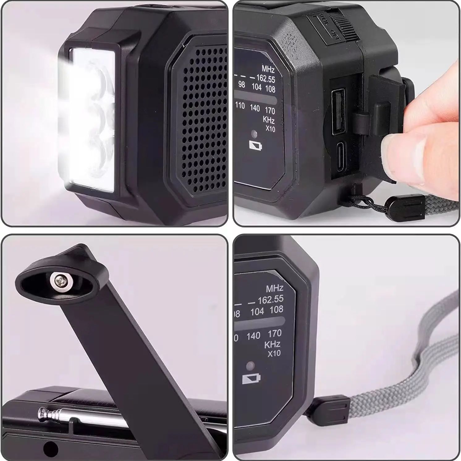 Multifunctional Solar Hand Crank Dynamo Radio with Torch & SOS Alarm Outdoor Power Bank for Camping & Emergencies