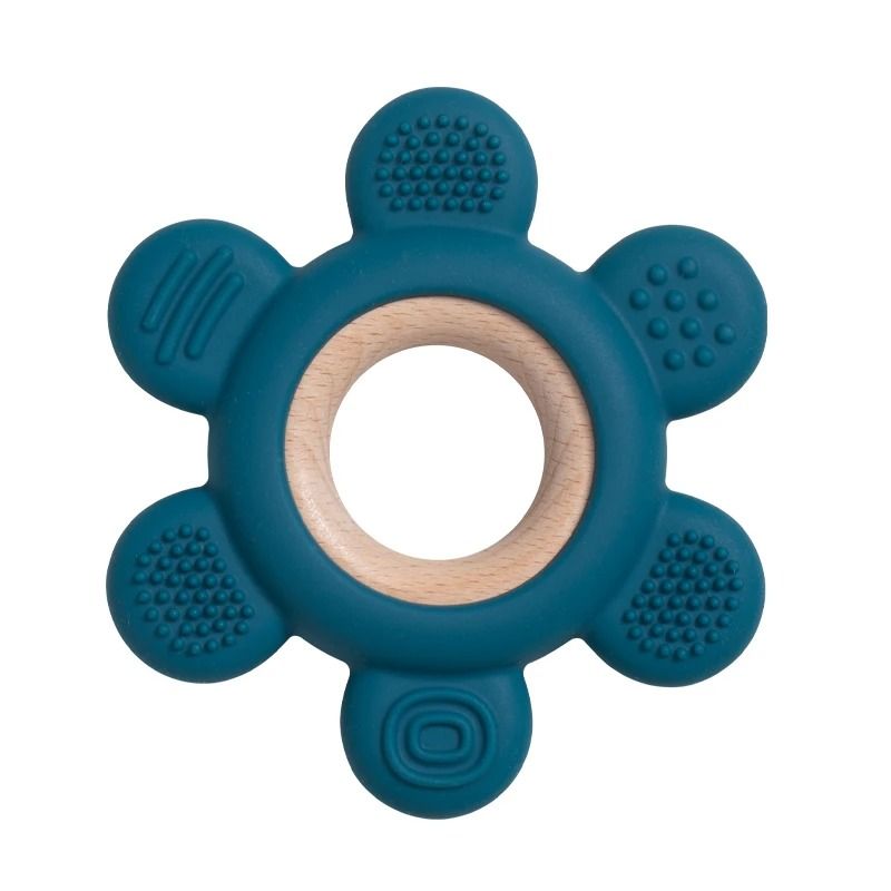 Fruit-Theme Silicone & Wooden Baby Teether – BPA-Free Infant Chewing Toy