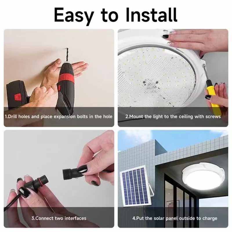 Original Outdoor Solar Light LED IP67 Waterproof with Solar Panels, Indoor Ceiling, Corridor and Courtyard Light