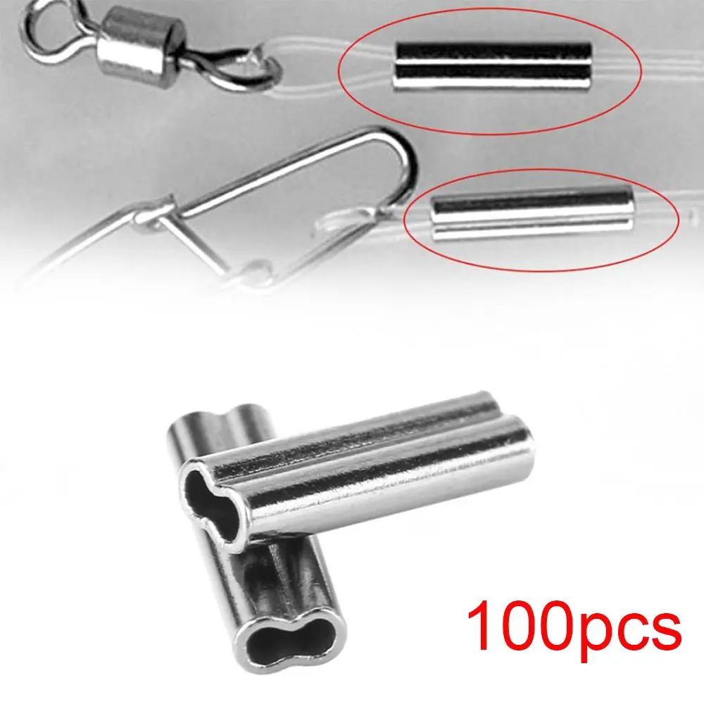 100PCS Fishing Double Barrel Crimp Sleeves Kit
