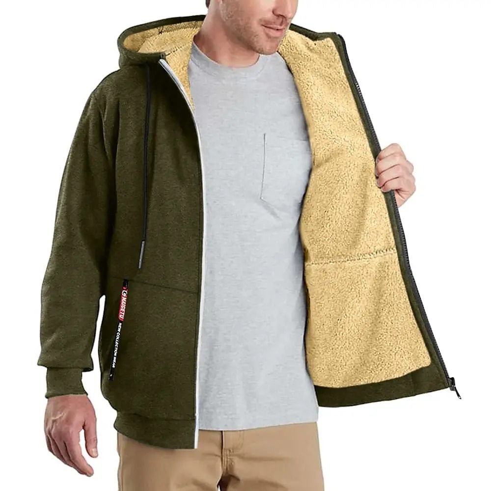 Mens Zip Up Fleece Hoodie Jacket Casual Winter Streetwear