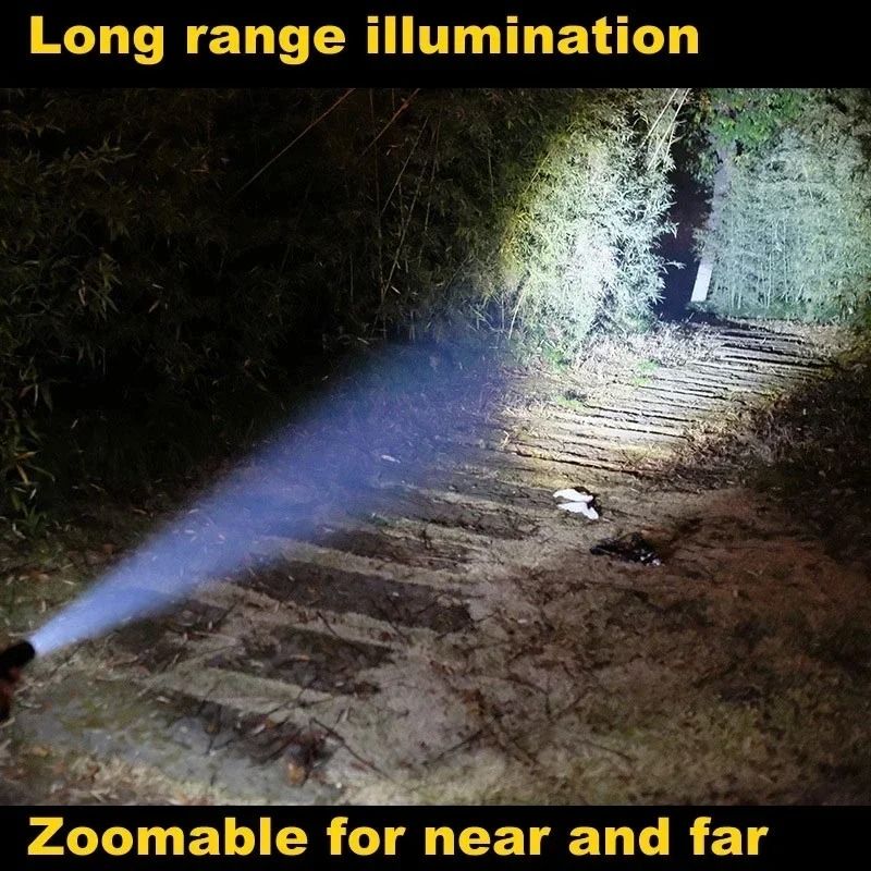 Baseball Bat Style LED Flashlight with Zoom and Self Defense Design