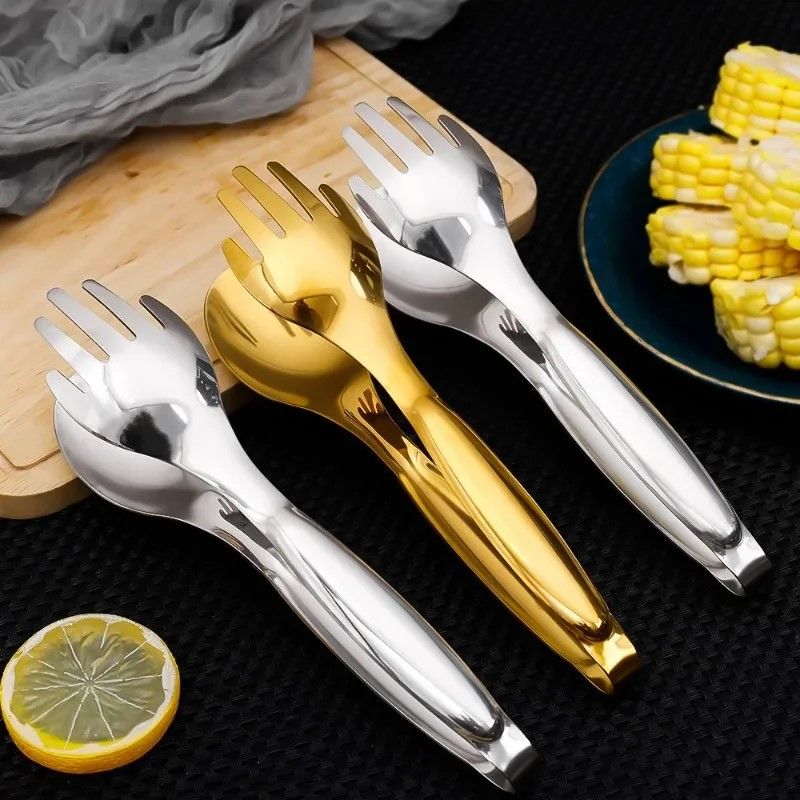 Deluxe Non-Slip Stainless Steel BBQ & Serving Tongs – Heavy-Duty Food & Salad Grip