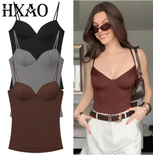HXAO Burgundy Corset Bustier Camisole Backless Sleeveless Going Out Top for Women