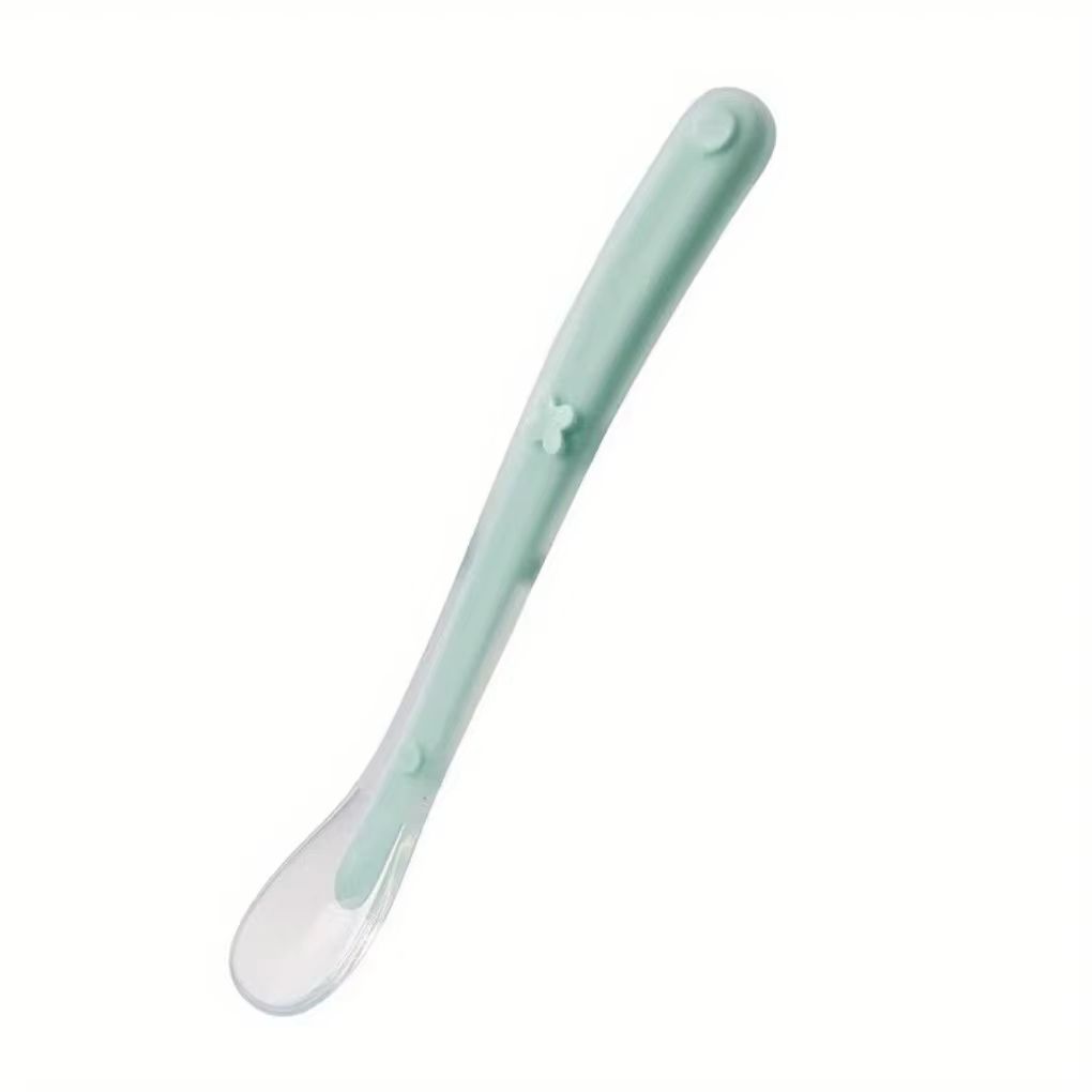 Soft-Touch Silicone Baby Feeding Spoon with Matte Surface - Safe Training Tableware