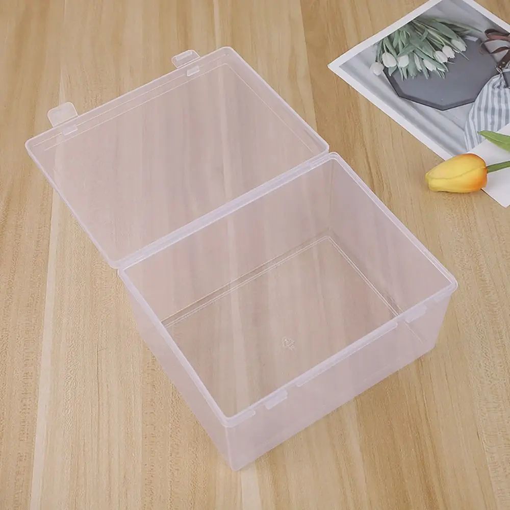 Thickened Transparent Portable Storage Box with Flip Lid, Small Medium Large Rectangle Plastic Case for Parts & Crafts