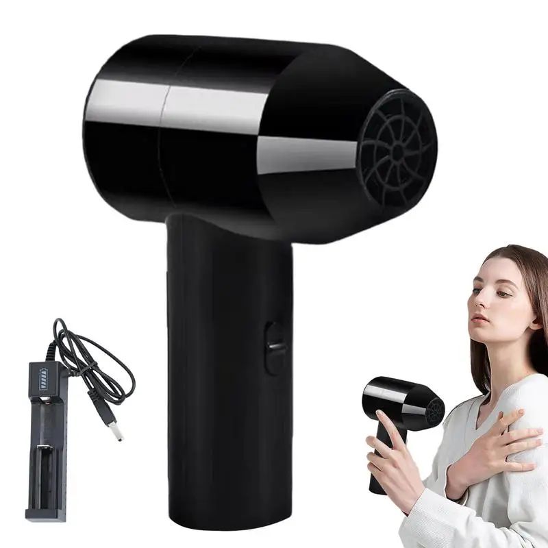 Cordless USB Rechargeable Mini Hair Dryer – Portable Low Noise Art & Travel Blow Dryer (Cold Air)