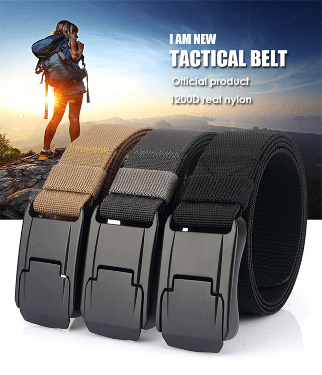 Unisex Stretch Nylon Work Belt Quick Release Buckle