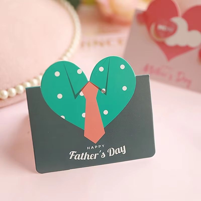 10PCS Greeting Card Set Happy Mother's Day and Heart-Shaped Father's Day Handwritten Blessing Cards