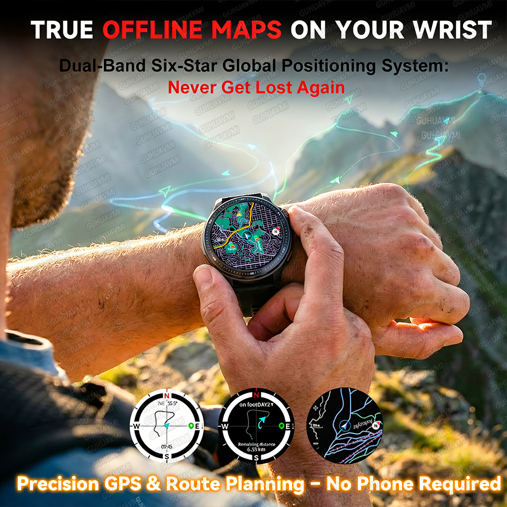 GPS Smartwatch with Offline Maps Waterproof Fitness Tracking Watch