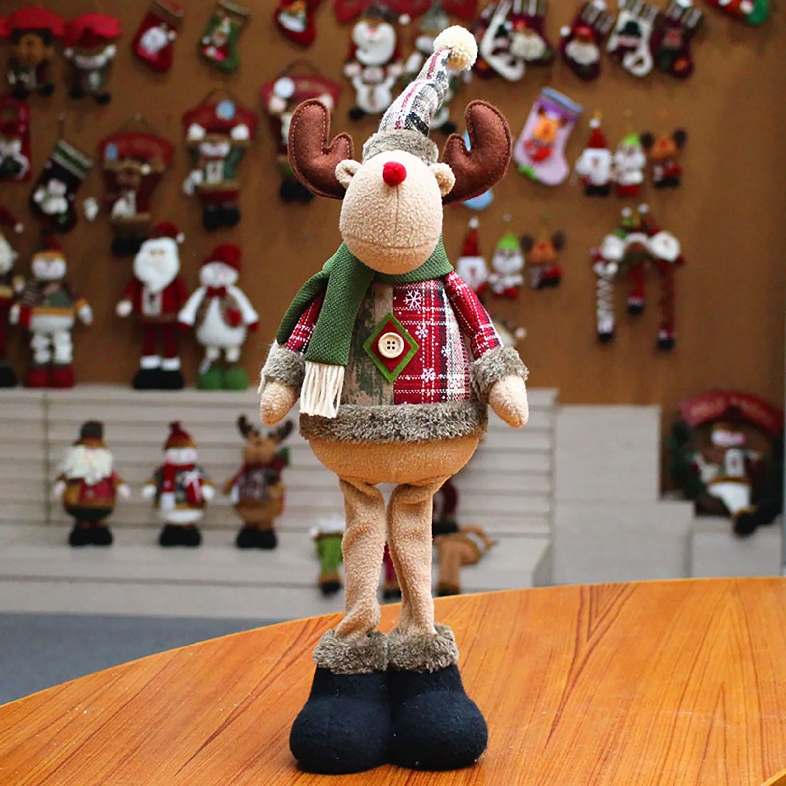 3pcs Christmas Standing Doll Set – Santa Claus, Snowman & Reindeer Plush Holiday Decorations