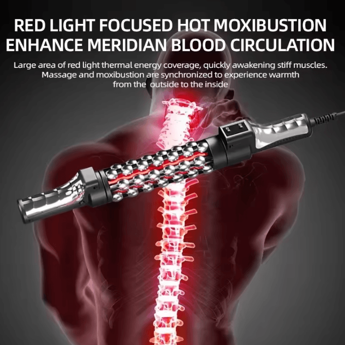 Heated Roll Massager Device – 360 Degree Rotating Red Light Massage Roller for Full-Body Comfort