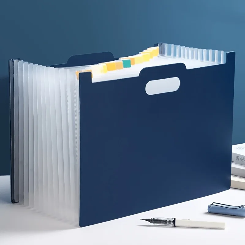 Foldable File Organizer Desk Storage Box with Label Pockets for Home Office