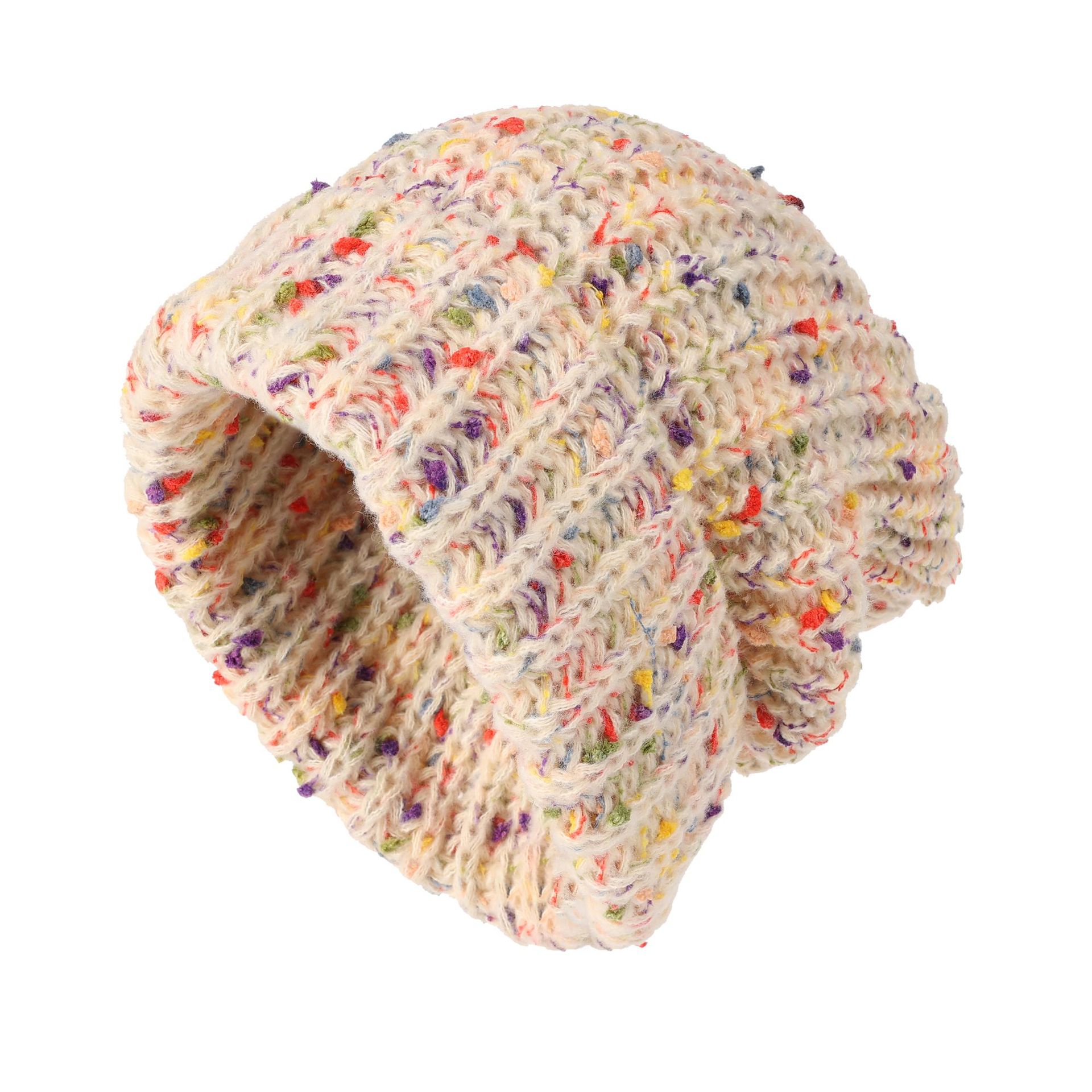 Classic Coldproof Warm Beanie, Trendy Mixed Color Slouchy Skull Cap, Thick Knit Hat for Women, Winter Knit Beanie