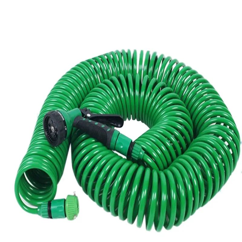 EVA Recoil Coiled Garden Hose with 8-Function Sprayer - Lightweight Recoil Garden Hose for Pet Bathing & Car Washing