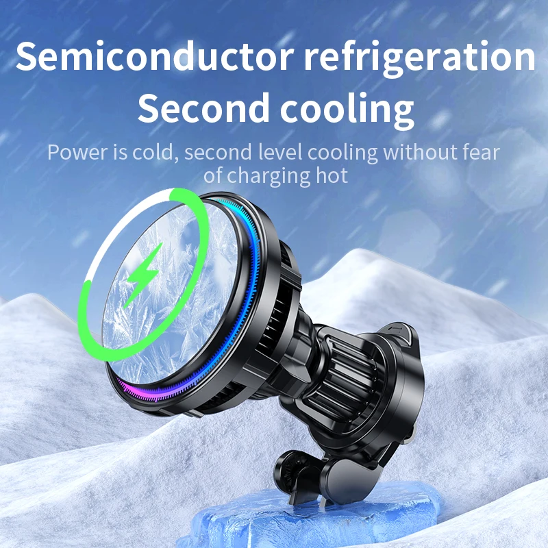 Magnetic Wireless Car Charger Stand Fast Charging Ice Cooling Technology for Quick Phone Charging