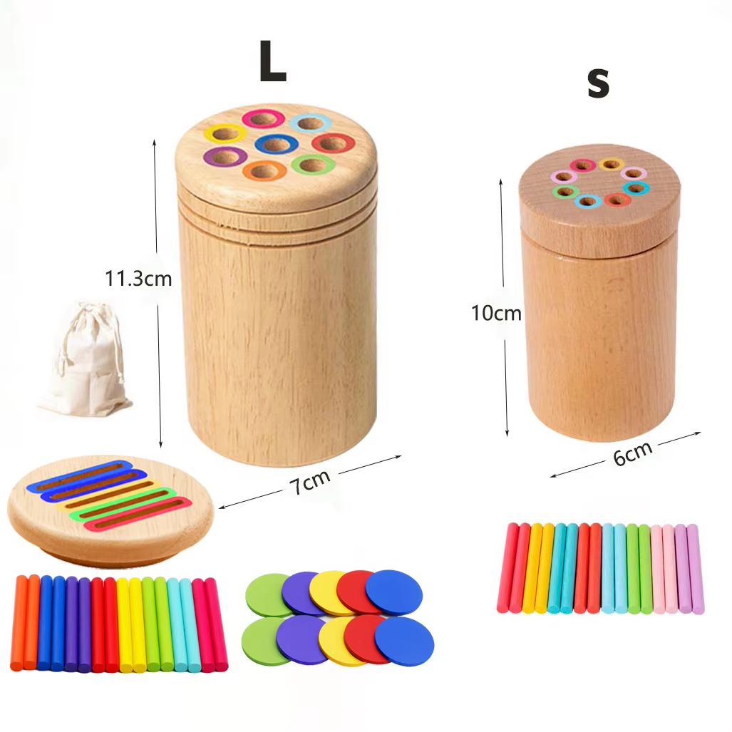 Montessori Wooden Color Sorting & Shape Matching Toys – Fine Motor & Sensory Educational Puzzle for Toddlers