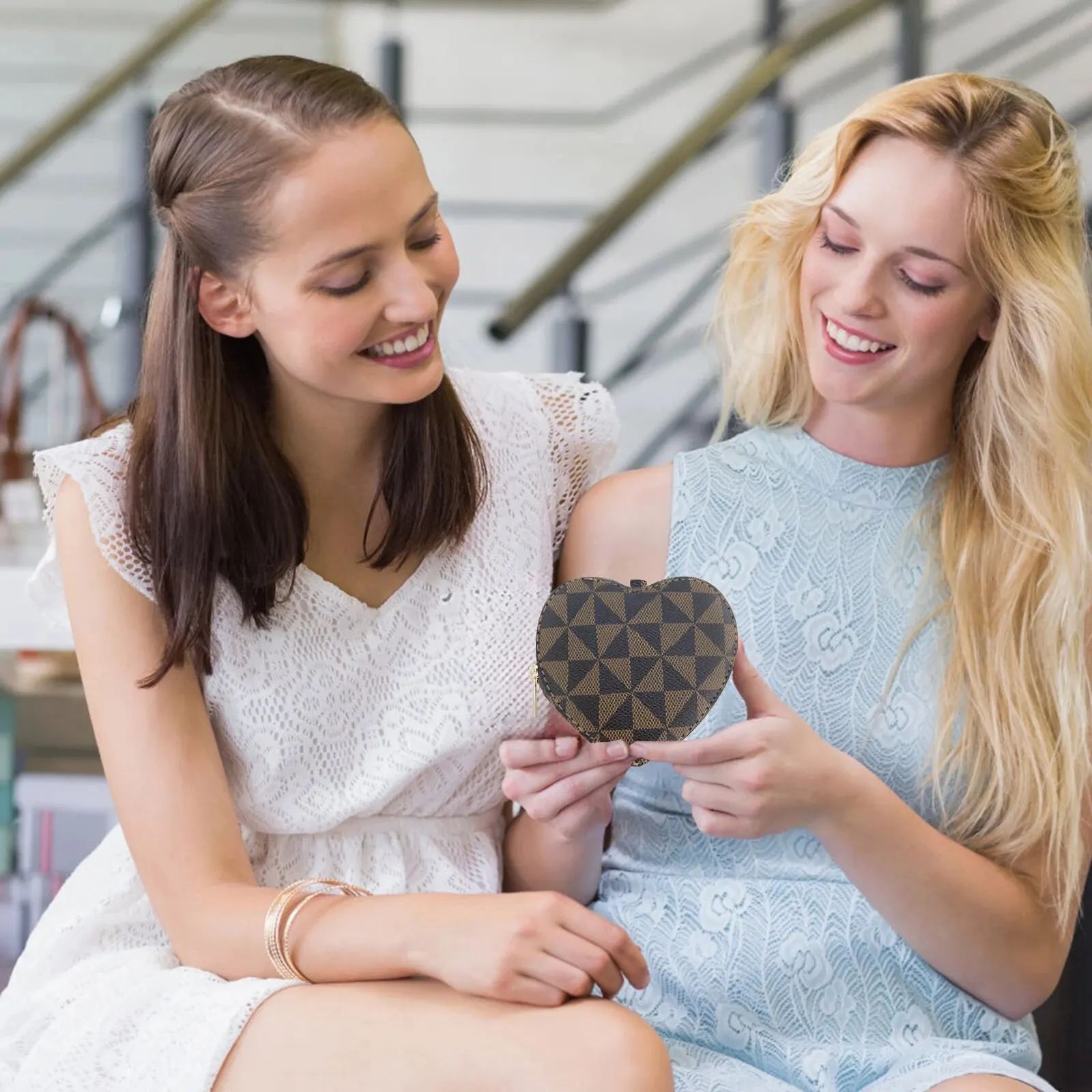 Heart Shape Leather Coin Pouch